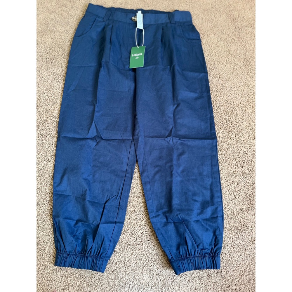 Halara Navy Blue High Waisted Pleated Jogger Pants Size M NWT
